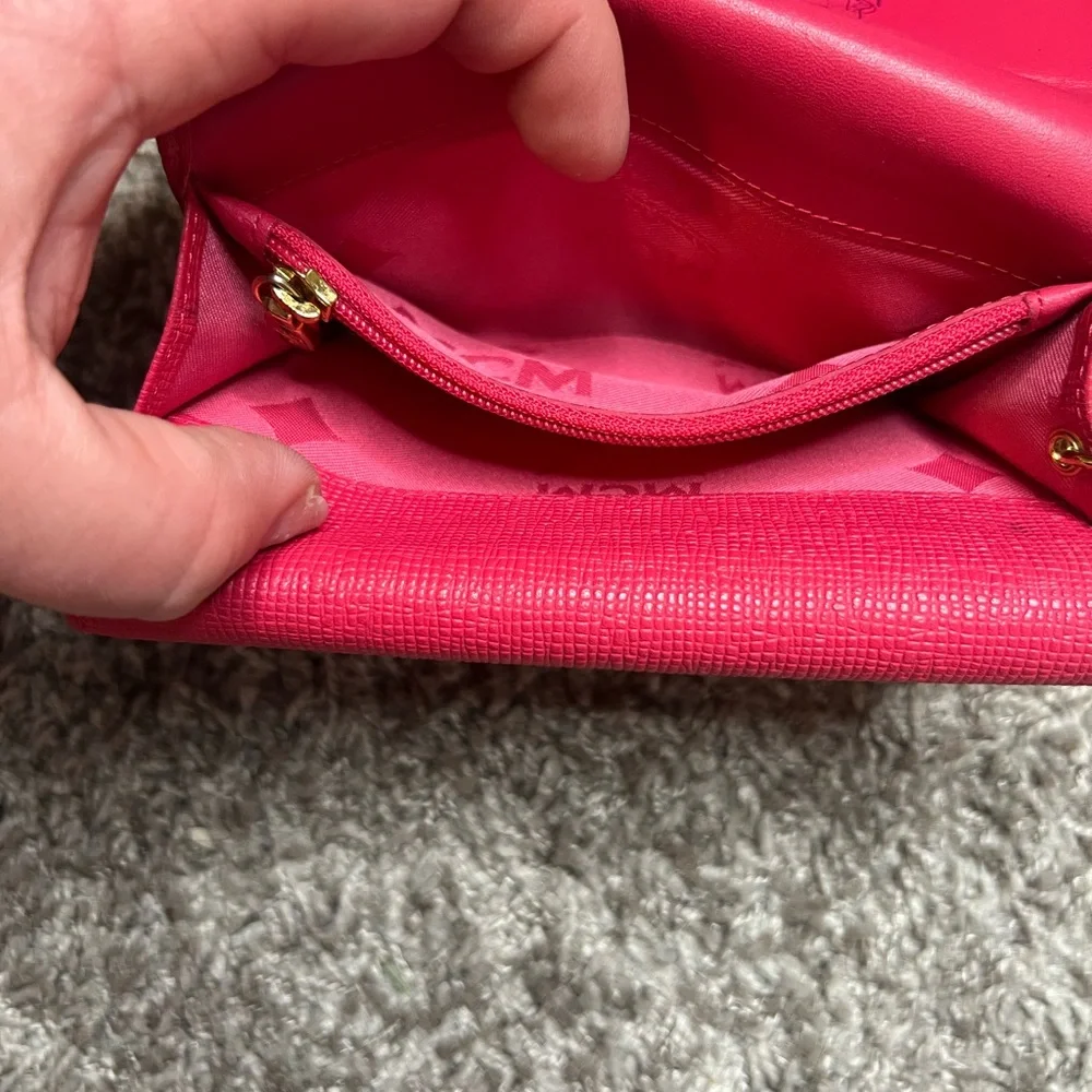 MCM Tri fold Pink Wallet with Gold Details - Picture 8 of 17